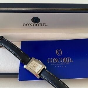 Concord Sportiva Silver Stainless Steel Swiss Made Quartz Watch Leather …